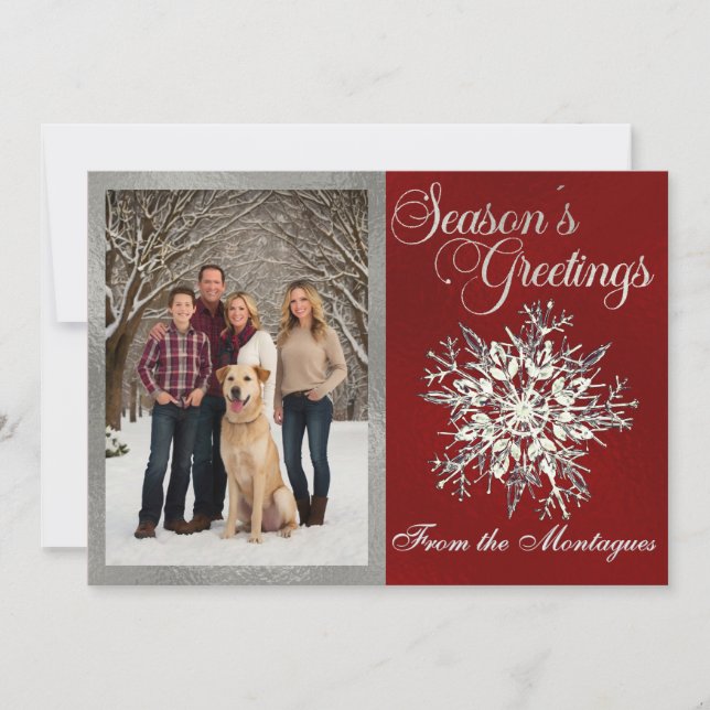 Foto med silver och kristallsnäcka julkort (Framsida)