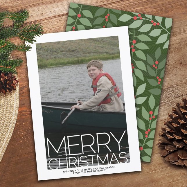 Foto med stort God jul - botaniskt bakåt Julkort (Skapare uppladdad)