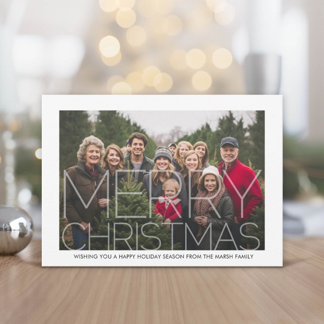 Foto med vit kant - Retro Mönster Jul Julkort (Modern and Minimal Christmas Greeting Card)