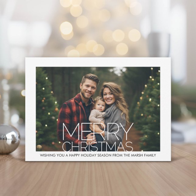 Foto med vit kant - Retro Mönster Jul Julkort (Modern and Minimal Christmas Greeting Card)