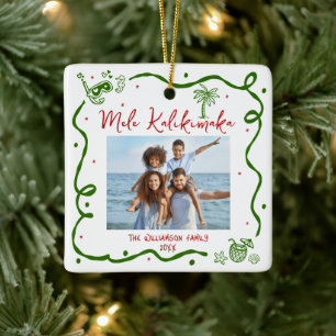 Foto Mele Kalikimaka Röd Grön Klotter Jul Julgransprydnad Keramik