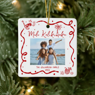 Foto Mele Kalikimaka Röd Handritad Julglädje Julgransprydnad Keramik