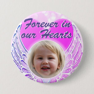 Foto Memorial Heart Angel Vingar Button Knapp