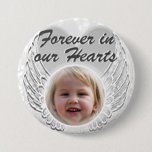 Foto Memorial Heart Angel Vingar Button Knapp