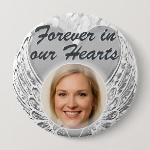 Foto Memorial Heart Angel Vingar Button Knapp