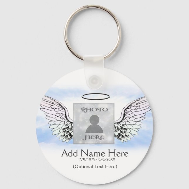 Foto Memorial med Angel Vingar och Clouds Nyckelring (Framsida)
