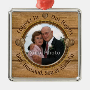 Foto Memorial Ornaments för Pappa, Make, son Julgransprydnad Metall