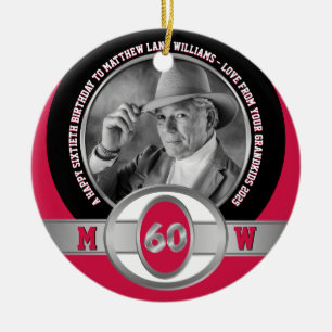 Foto Milestone Birthday 60th Red Black White Julgransprydnad Keramik