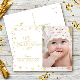 Foto Min första jul Baby Snöflingor Real Guld