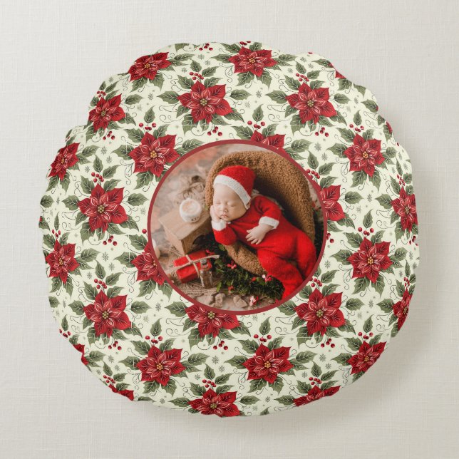 Foto Min Första Jul Kuddvar Rund Kudde (Framsidan)