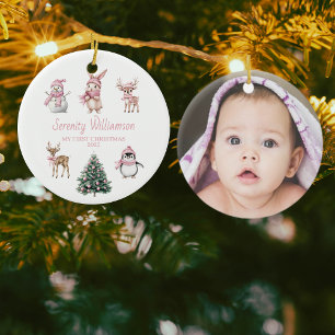Foto Min Första Julen Anpassad Baby Flick Skog Julgransprydnad Keramik