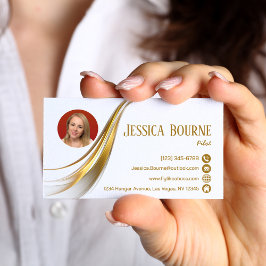 Foto Minimal Modern Professionell QR-kod Guld Visitkort