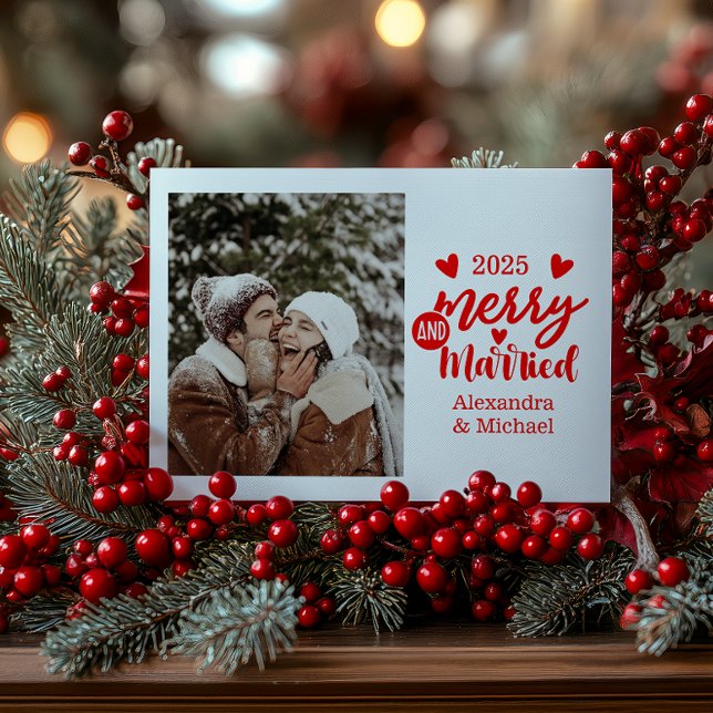 Foto Minimalistisk Glad och Gift  Julkort (Skapare uppladdad)