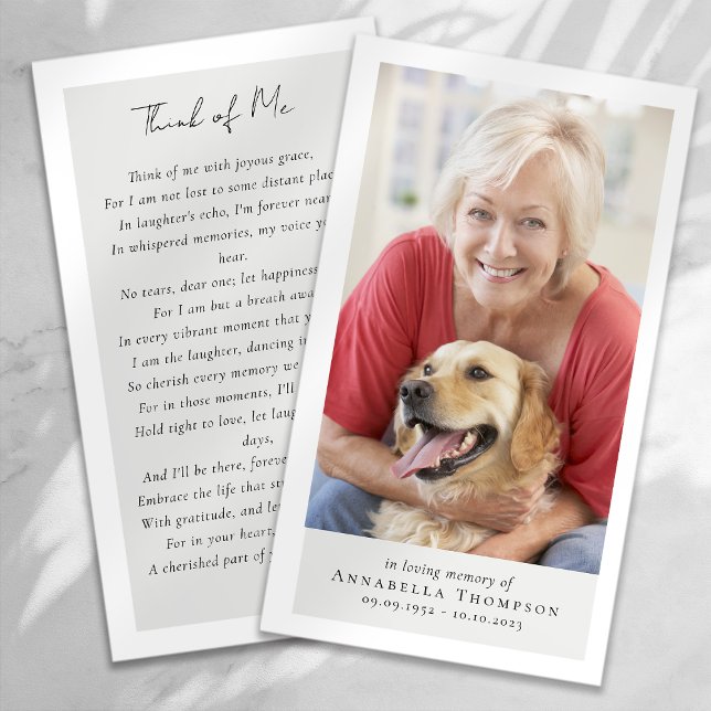 Foto-minneskort för begravningskort visitkort (Skapare uppladdad)