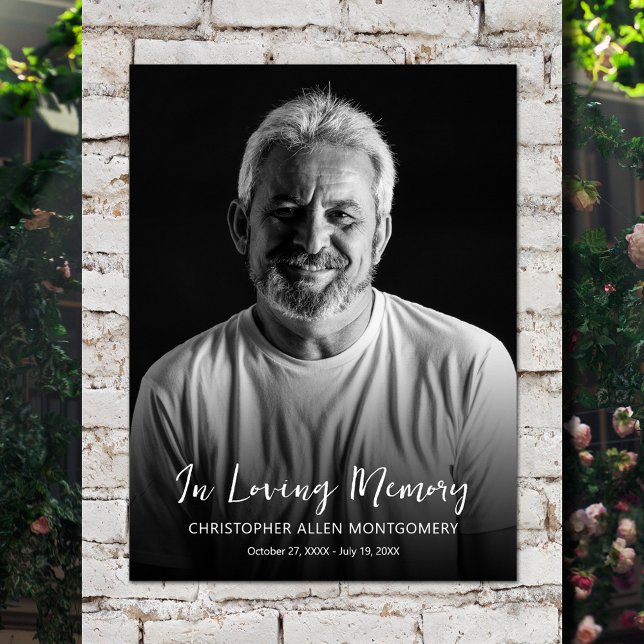 Foto minnesmärke Begravning minnesstund Poster (In Loving Memory Photo Memorial Funeral Poster - INSTANT DOWNLOAD or PRINTED (framed, too))