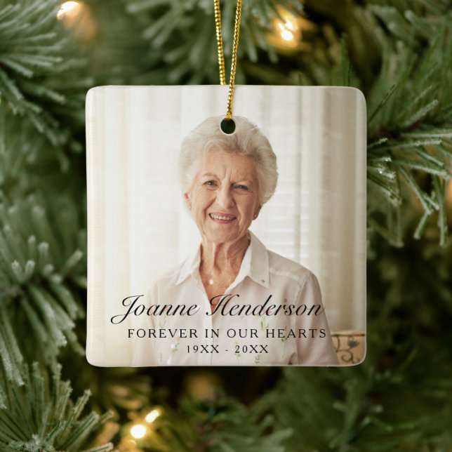 Foto minnesmärke för alltid i våra hjärtan julgransprydnad keramik (Träd)