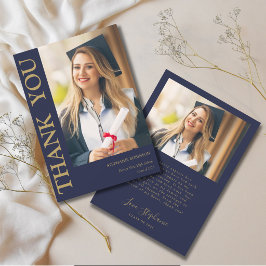 Foto Modern Blå Guld Examens Tacksamhet   Tack Kort