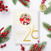 Foto Modern Bold Vit 2026 Holiday Guld Kort