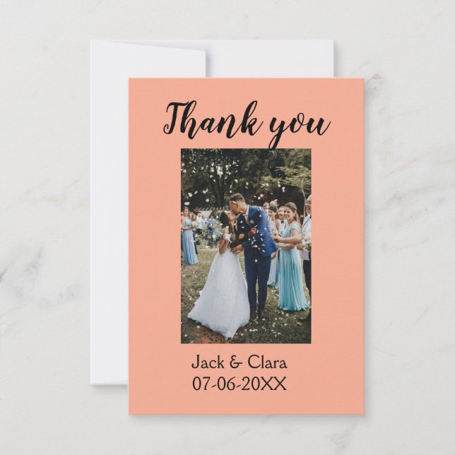 Foto modern elegant enkelt tack för bröllopet  kort (Framsida)