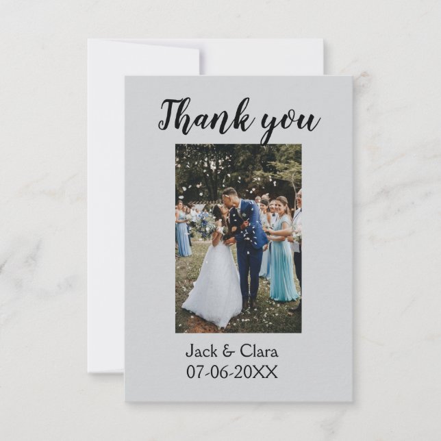 Foto modern elegant enkelt tack för bröllopet  kort (Framsida)