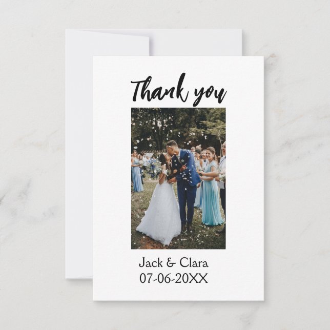 Foto modern elegant enkelt tack för bröllopet  kort (Framsida)