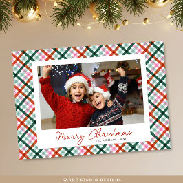 Foto Modern Gingham God jul Card Julkort