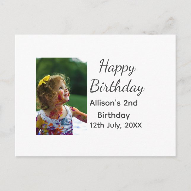 Foto modern klassiker lägg till namn datum födelse vykort (Framsida)