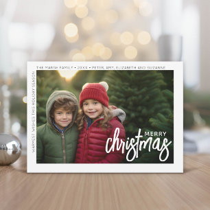 Foto Modern - Minimal vit kant Offset Glad Julkort