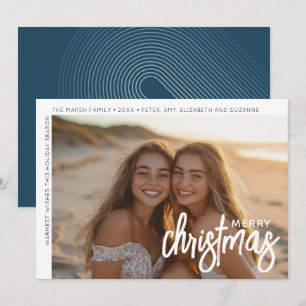 Foto Modern - Minimal vit kant Offset Merry C Julkort