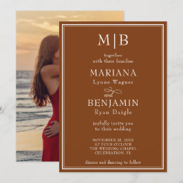 Foto Modern Minimalist Brun Bröllop Inbjudningar