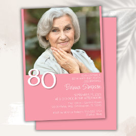 Foto Modern minimalist rosa 80-årsdag Inbjudningar
