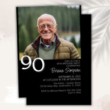 Foto Modern Minimalistisk Svart 90-årsdag