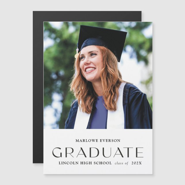 Foto Modern Porträtt Grad Announcement Magnet (Fram/baksida)