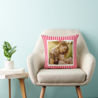 foto moderna röda ränder bow trendy elegant kudde