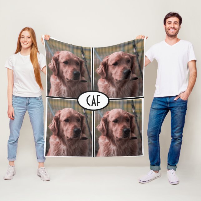 Foto Monogram Lägg till dina egna bilder Fleecefilt (På plats)