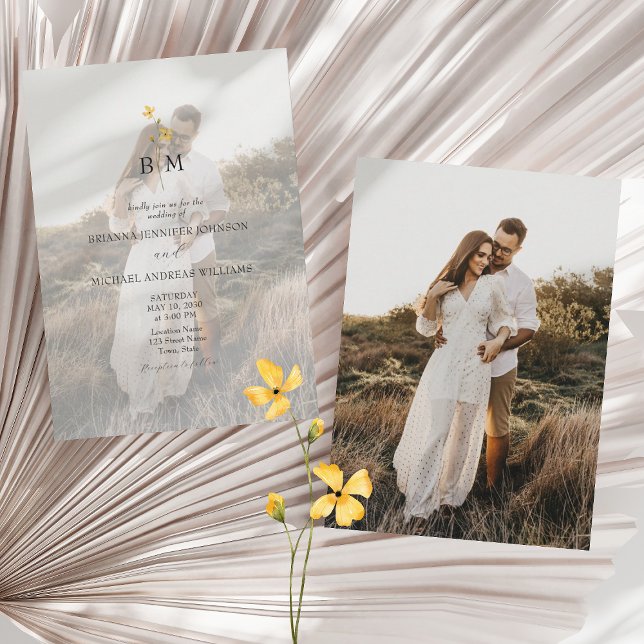 Foto Monogram Minimalistisk Bröllop Inbjudningar (Skapare uppladdad)