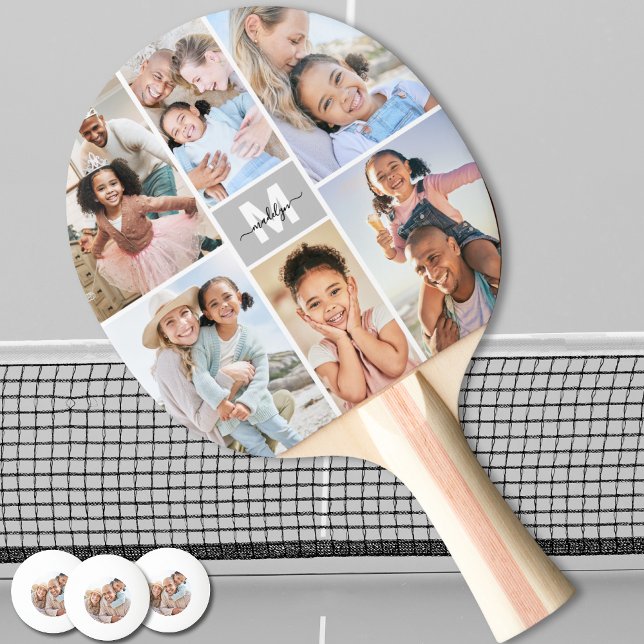 Foto Monogram Pingisracket (Photo Collage Simple Monogram Picture Ping Pong Paddle)