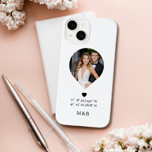 Foto Monogram Romantiskt Hjärta Koordinater Modern