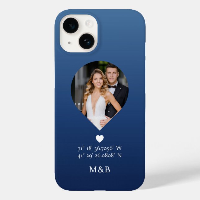 Foto Monogram Romantiskt Hjärta Koordinater Modern (Baksida)