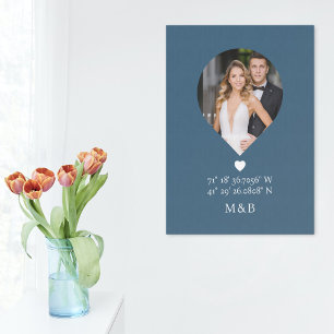 Foto Monogram Romantiskt Hjärta Koordinater Modern Canvastryck