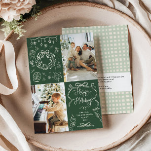 Foto mörk grönt Hand plockade Bows Glad helg 2 Pho Julkort
