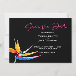 Foto Mörk Tropical Bird of Paradise Beach Wedding Spara Datumet