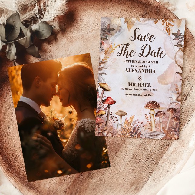 Foto Mushroom Toadstool Enchanted Forest Bröllop Spara Datumet (Skapare uppladdad)