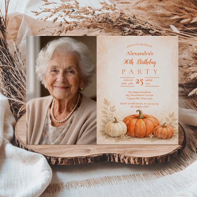 Foto Mysigt Pumpa Trädgård 90-årsdag Inbjudningar (Skapare uppladdad)