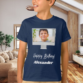 Foto namn födelsedags pojke blå t shirt