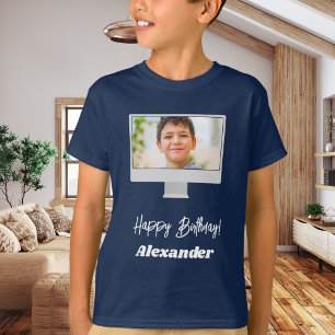 Foto namn födelsedags pojke blå t shirt