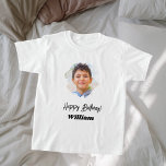 Foto namn födelsedagspojke t shirt<br><div class="desc">Anpassa och lägg till ett namn och ett foto. Vit text. Rustiskt borshstroke ram.</div>