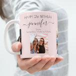 foto namn kaffemugg<br><div class="desc">En gåva från vänner för en kvinnas 21:a födelsedag, som firar hennes liv med tre av dina foton av henne, hennes vänner, familj, intresse eller husdjur. Anpassa och lägg till namn, 21 år och namn. Svart färgad brev. En giftig, feminin rosa, ro guld färgadens bakgrund. Hennes namn är skrivet med...</div>