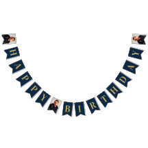 Foto Navy Guld Art Deco Ram Glad Födelsedag