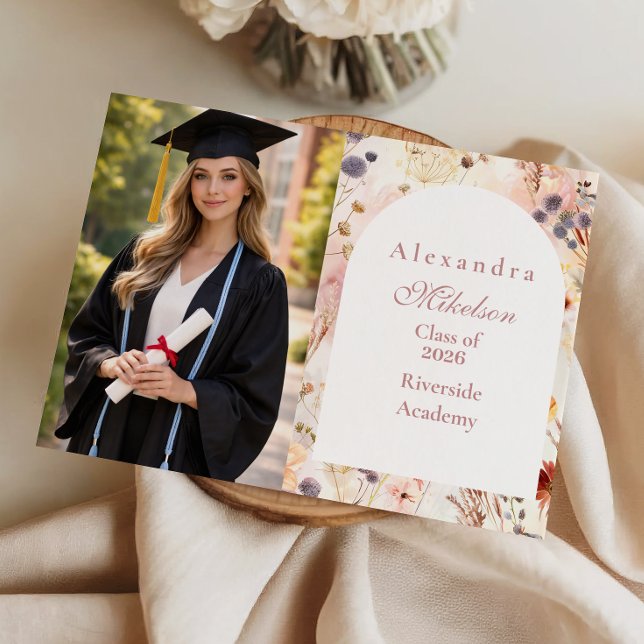 Foto Neutral Akvarell Blommig Examen Meddelande (Skapare uppladdad)